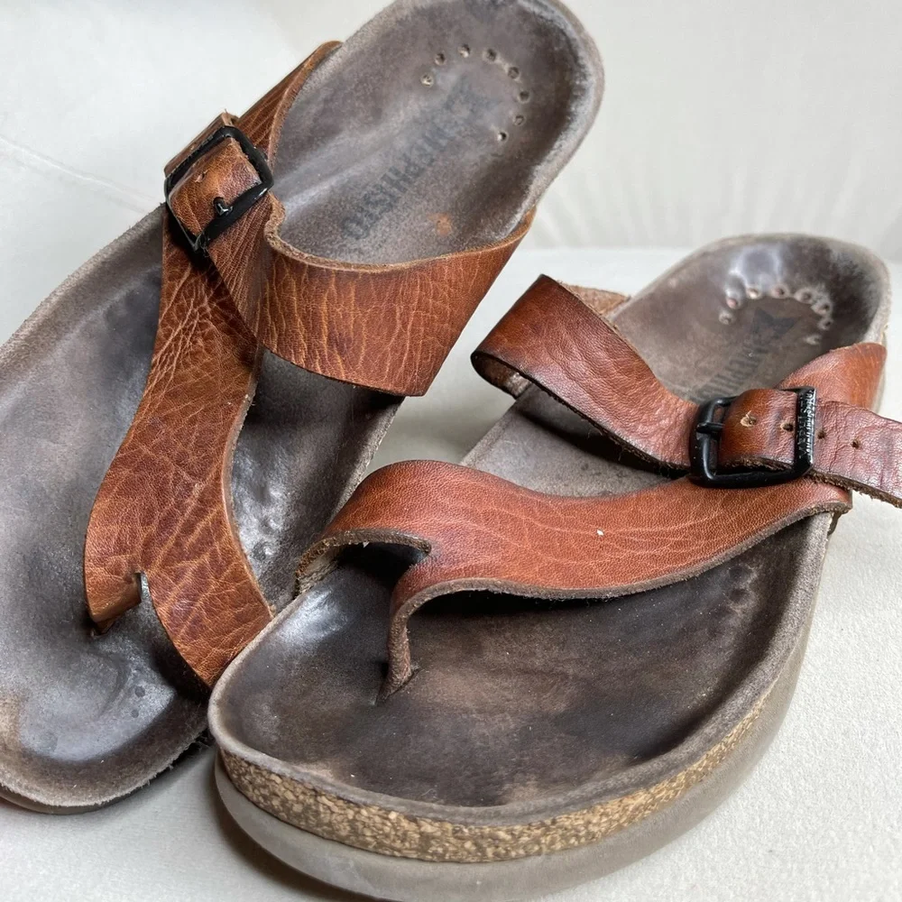 Mephisto Sz 37 M Leather Women Sandals Raw Leather